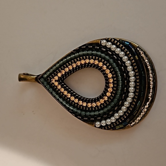 Large Beaded Bronzetone 3 1/2"H Pendant with a Magnetic Enhancer - Picture 1 of 7